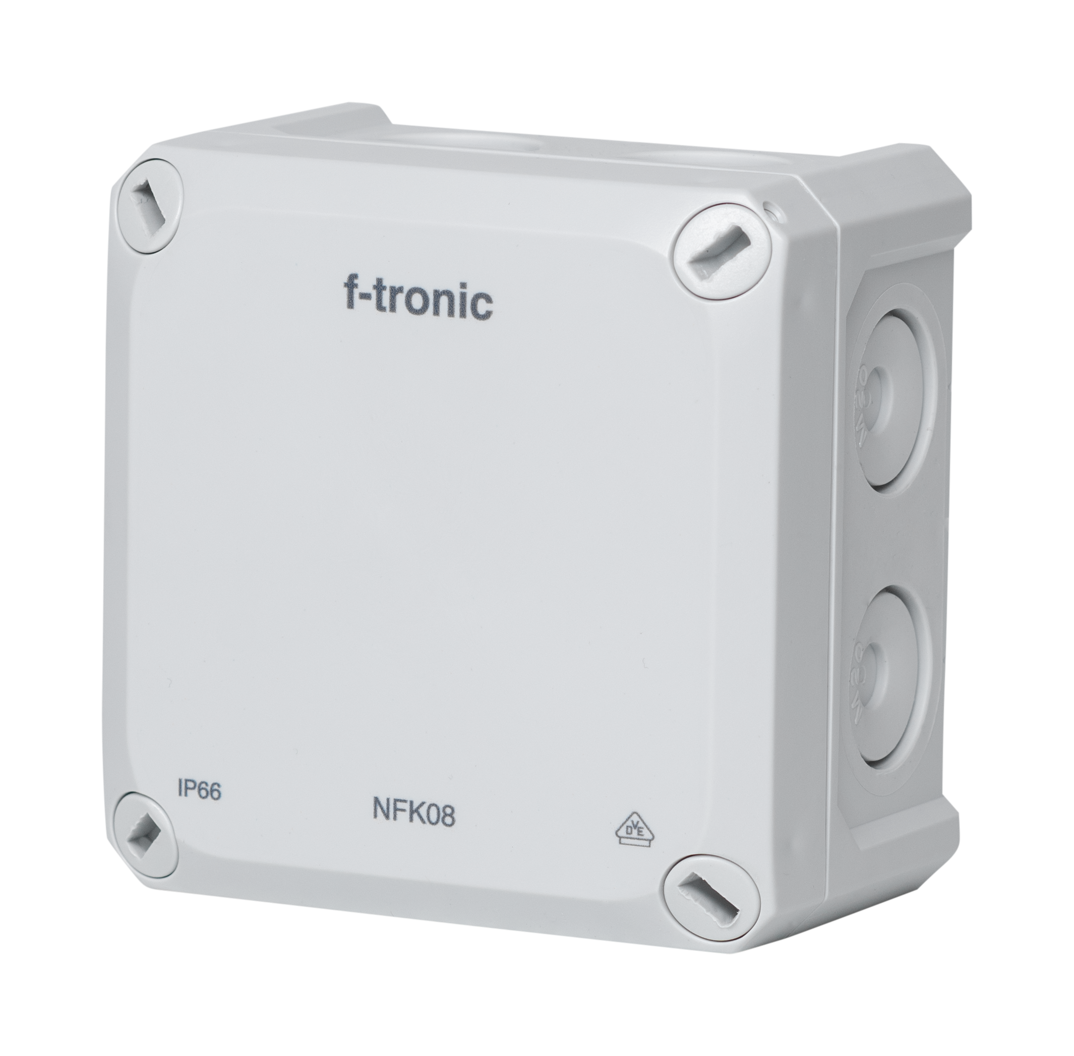 F-Tronic FR-Abzweigkasten 85x85x54mm, Durchstoßmembran IP66, PS, grau, NFK08gr F-Tronic FR-Abzweigkasten 85x85x54mm, Durchstoßmembran IP66, PS, grau, NFK08gr